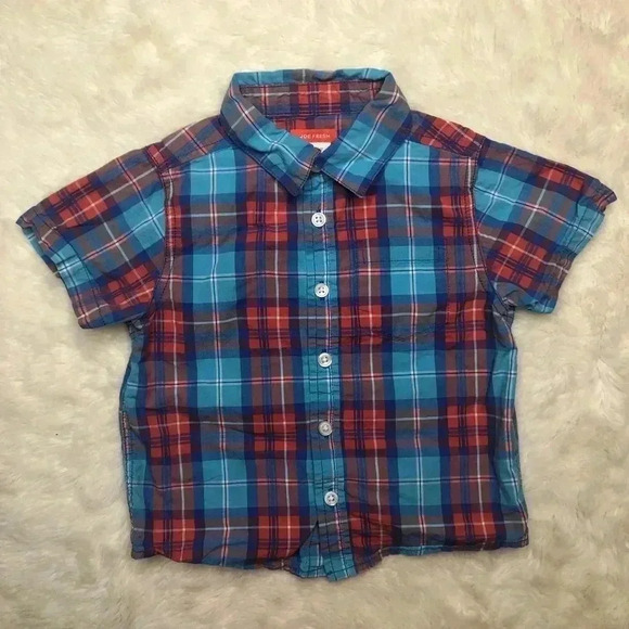 Joe Fresh Plaid Button-Up Shirt  Red & Blue Size 3T - Picture 1 of 16